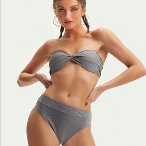 NWT cider silver/shimmer bikini set